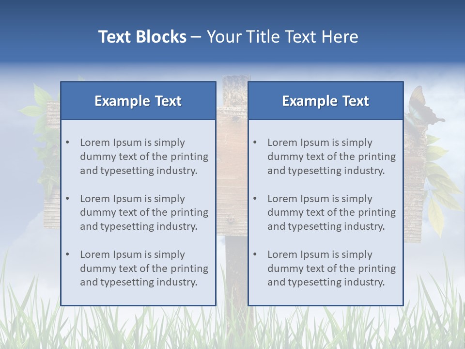 A Wooden Sign Sitting In The Grass With A Sky Background PowerPoint Template
