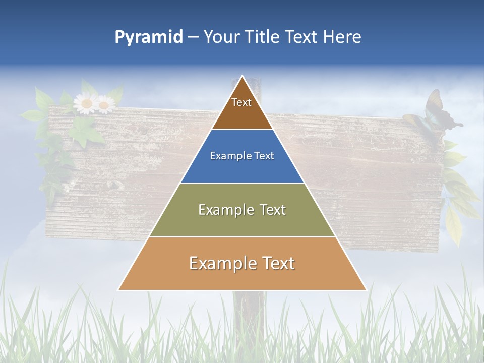 A Wooden Sign Sitting In The Grass With A Sky Background PowerPoint Template