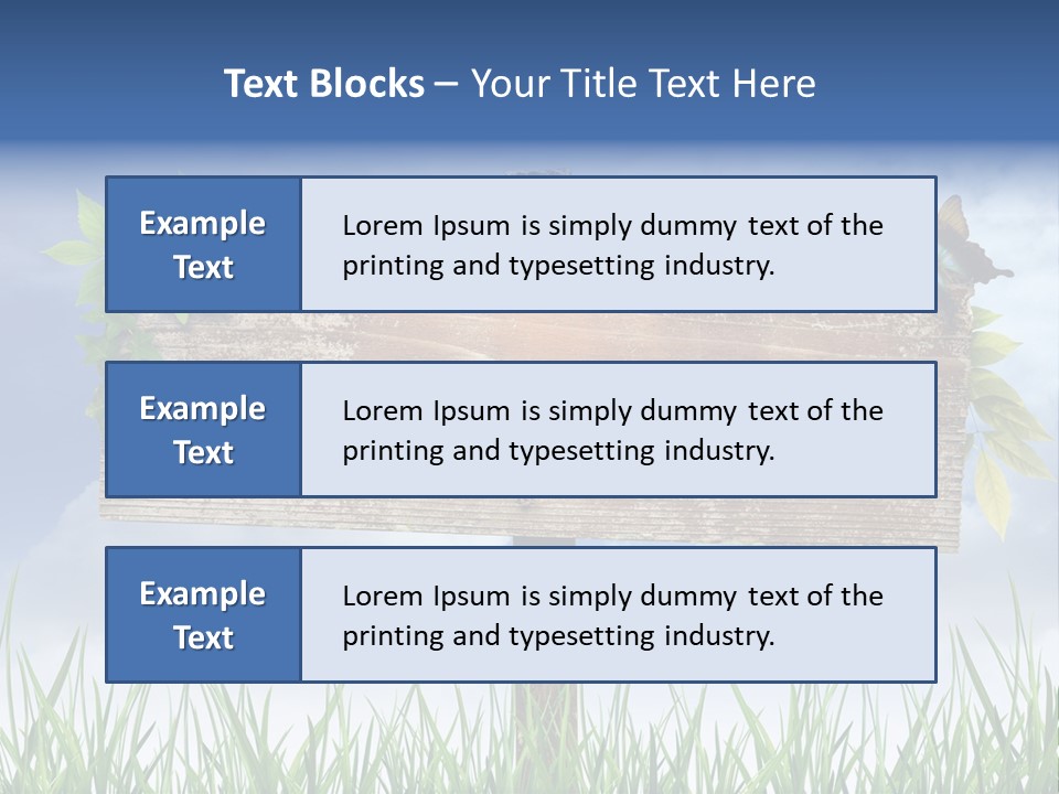 A Wooden Sign Sitting In The Grass With A Sky Background PowerPoint Template