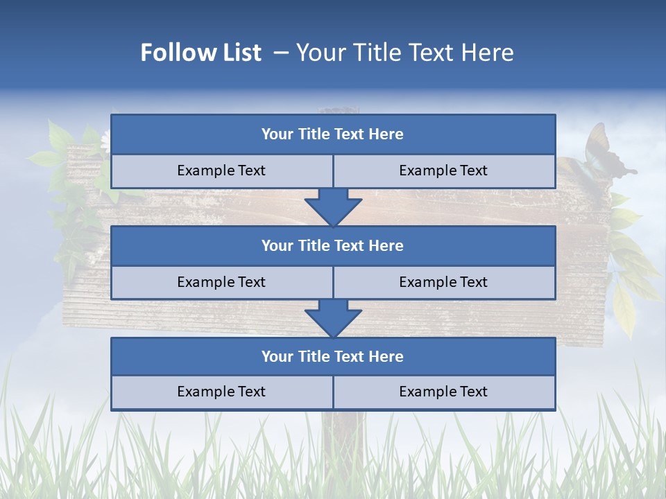 A Wooden Sign Sitting In The Grass With A Sky Background PowerPoint Template
