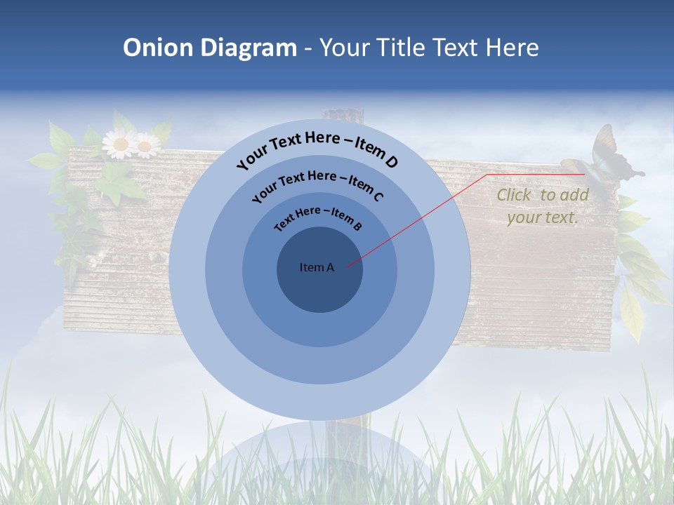 A Wooden Sign Sitting In The Grass With A Sky Background PowerPoint Template