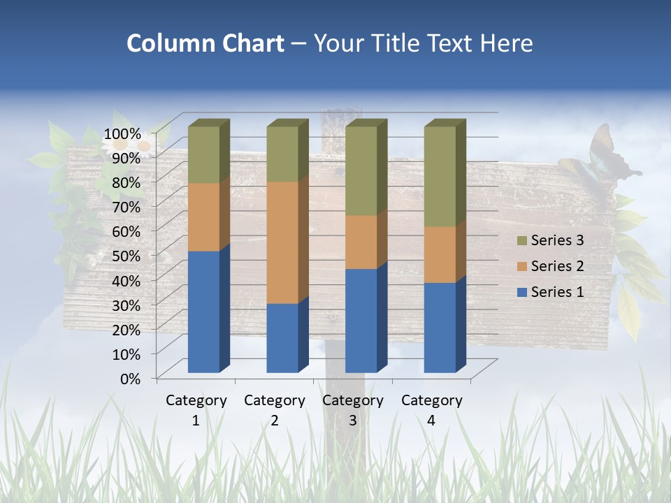A Wooden Sign Sitting In The Grass With A Sky Background PowerPoint Template