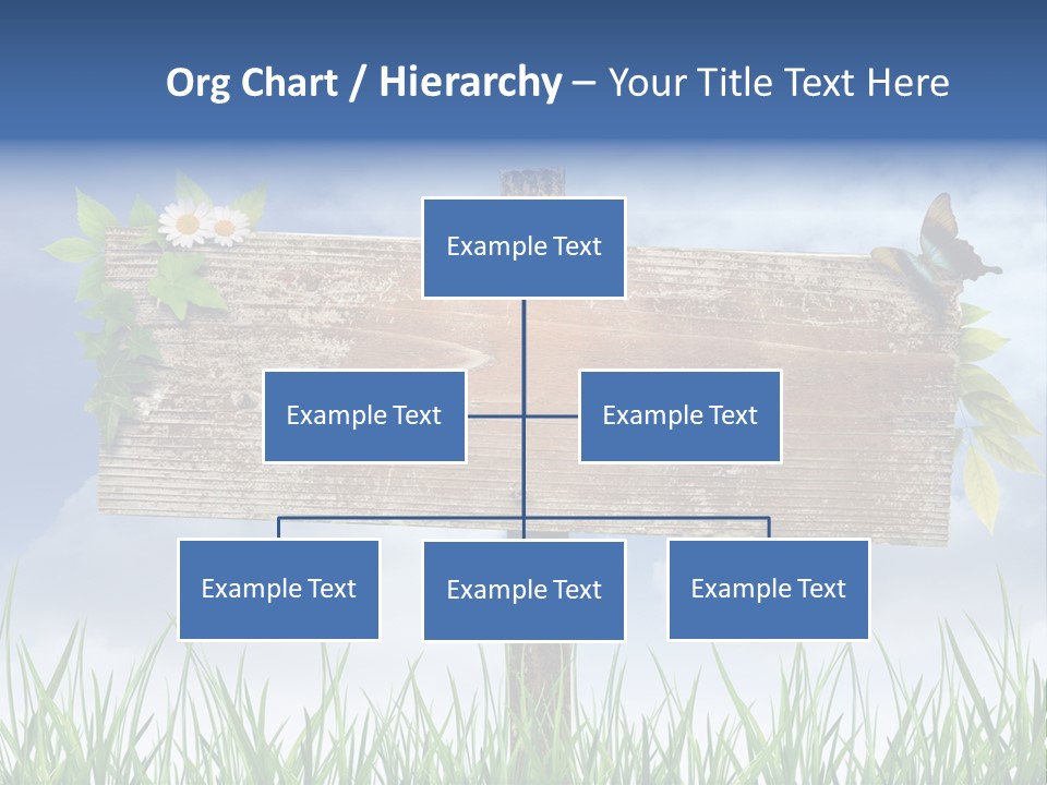 A Wooden Sign Sitting In The Grass With A Sky Background PowerPoint Template