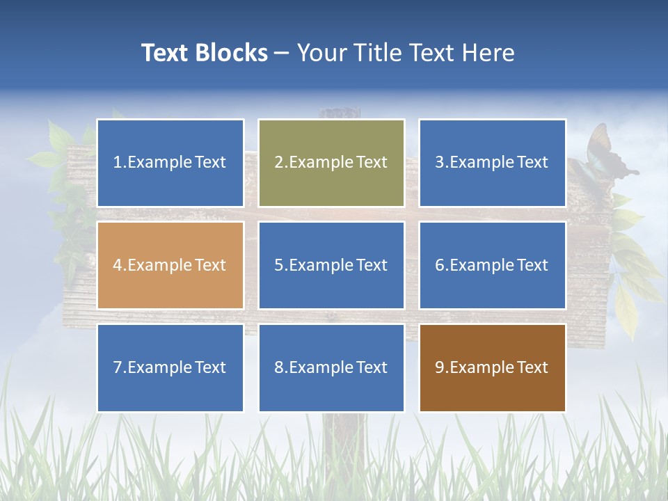 A Wooden Sign Sitting In The Grass With A Sky Background PowerPoint Template