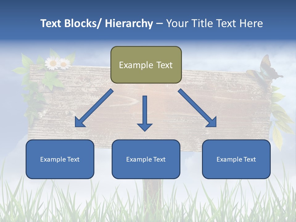 A Wooden Sign Sitting In The Grass With A Sky Background PowerPoint Template