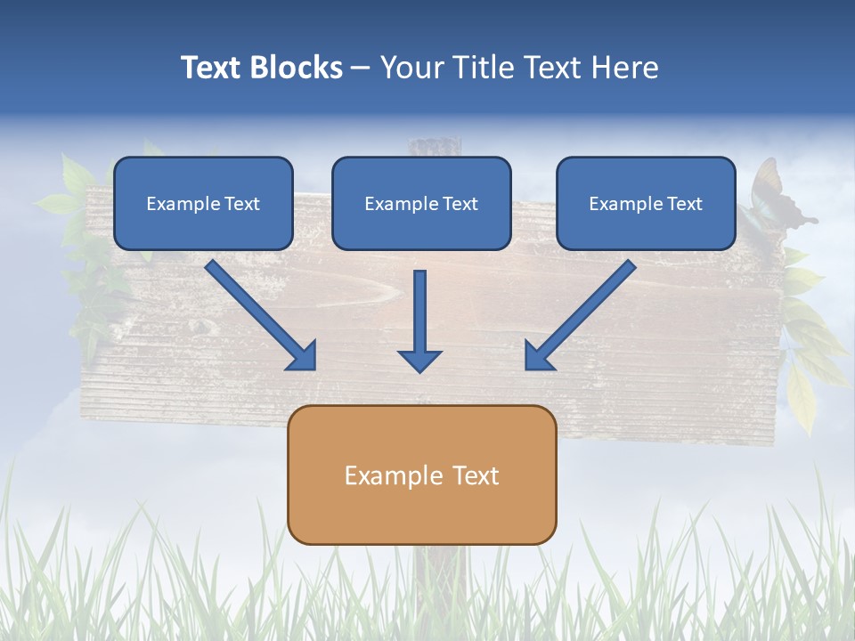 A Wooden Sign Sitting In The Grass With A Sky Background PowerPoint Template