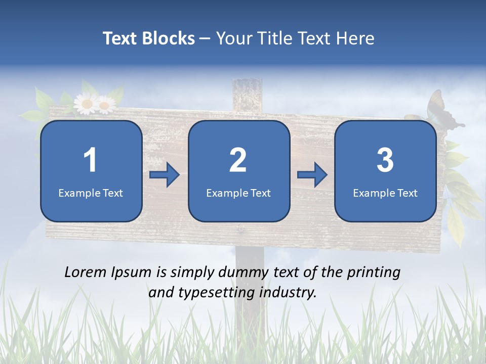 A Wooden Sign Sitting In The Grass With A Sky Background PowerPoint Template