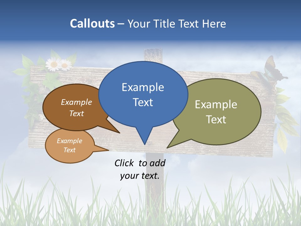 A Wooden Sign Sitting In The Grass With A Sky Background PowerPoint Template