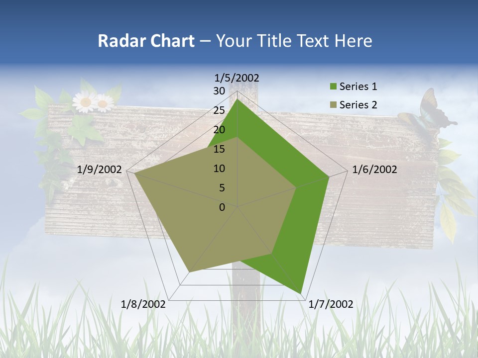 A Wooden Sign Sitting In The Grass With A Sky Background PowerPoint Template