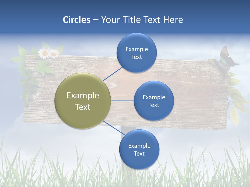 A Wooden Sign Sitting In The Grass With A Sky Background PowerPoint Template