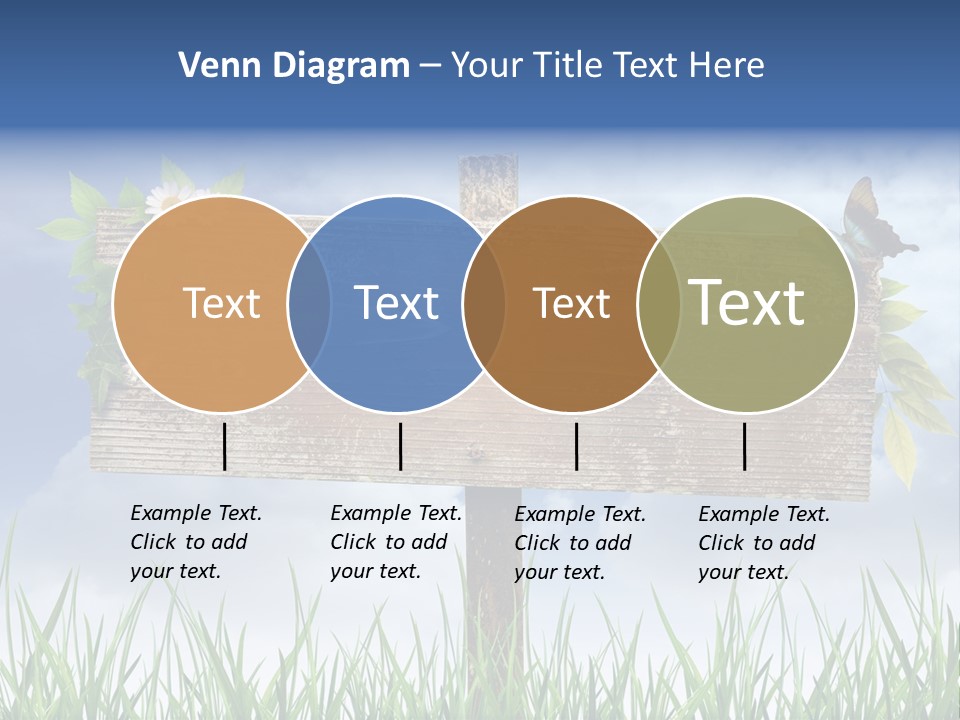 A Wooden Sign Sitting In The Grass With A Sky Background PowerPoint Template