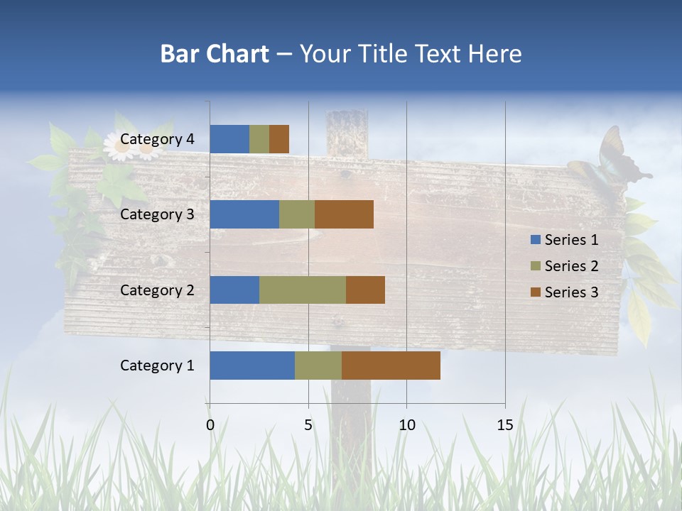 A Wooden Sign Sitting In The Grass With A Sky Background PowerPoint Template