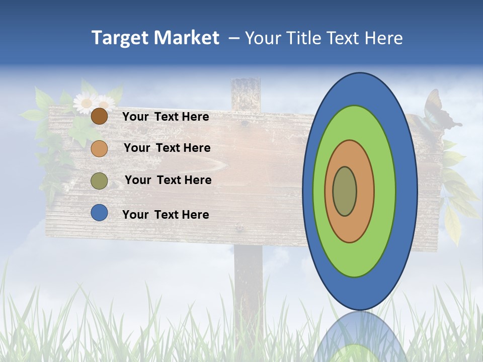 A Wooden Sign Sitting In The Grass With A Sky Background PowerPoint Template