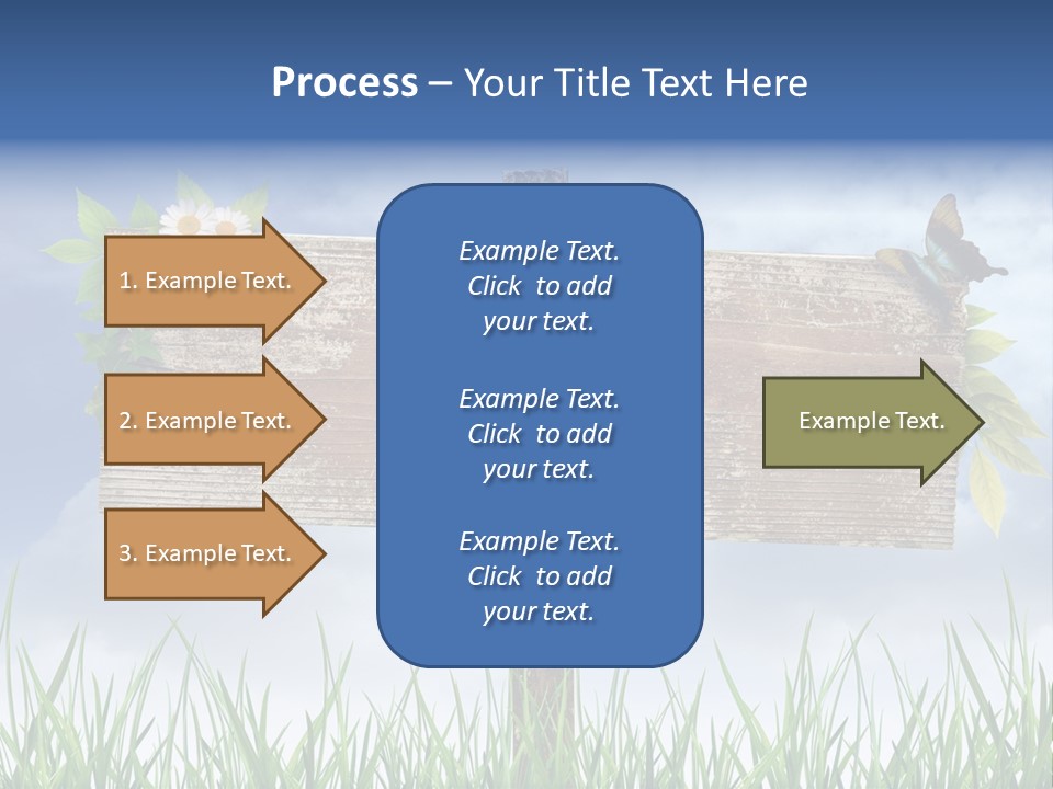 A Wooden Sign Sitting In The Grass With A Sky Background PowerPoint Template