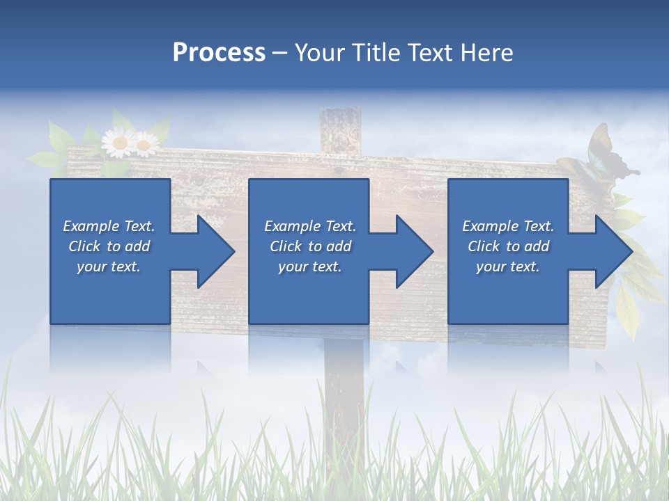 A Wooden Sign Sitting In The Grass With A Sky Background PowerPoint Template