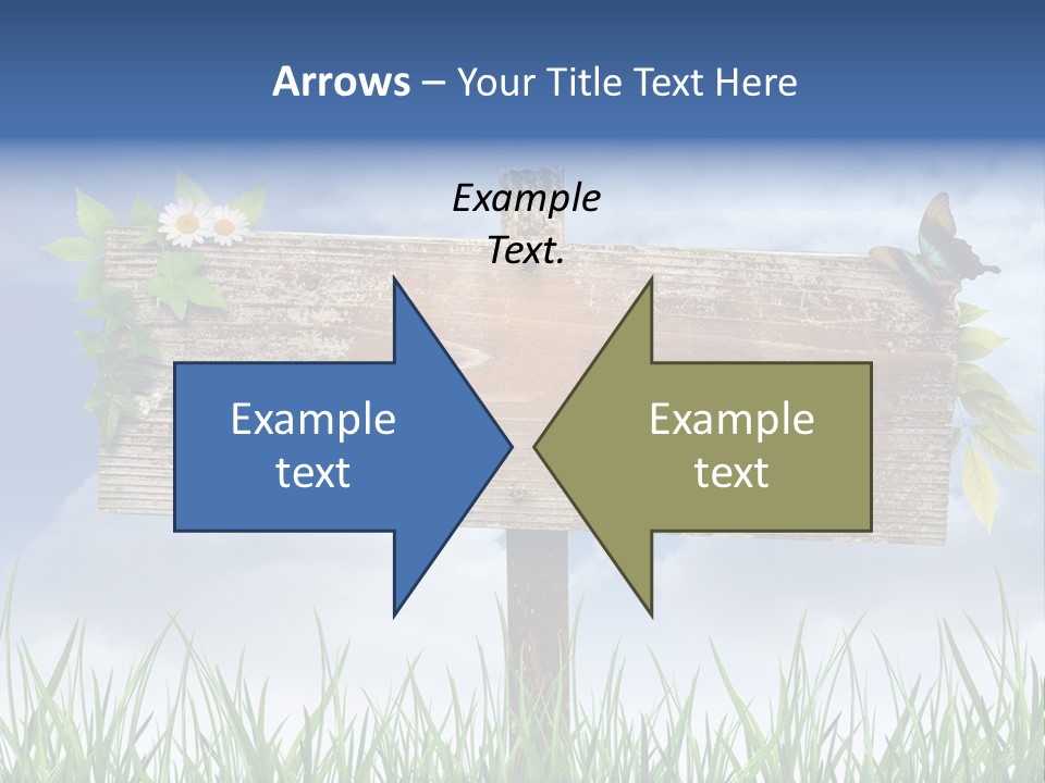 A Wooden Sign Sitting In The Grass With A Sky Background PowerPoint Template