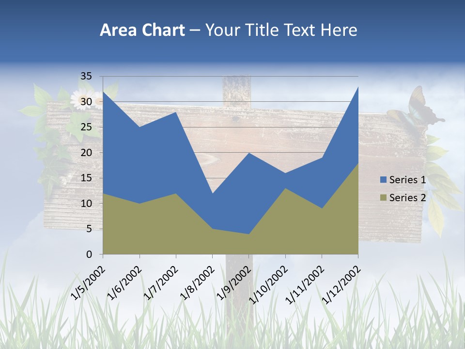 A Wooden Sign Sitting In The Grass With A Sky Background PowerPoint Template