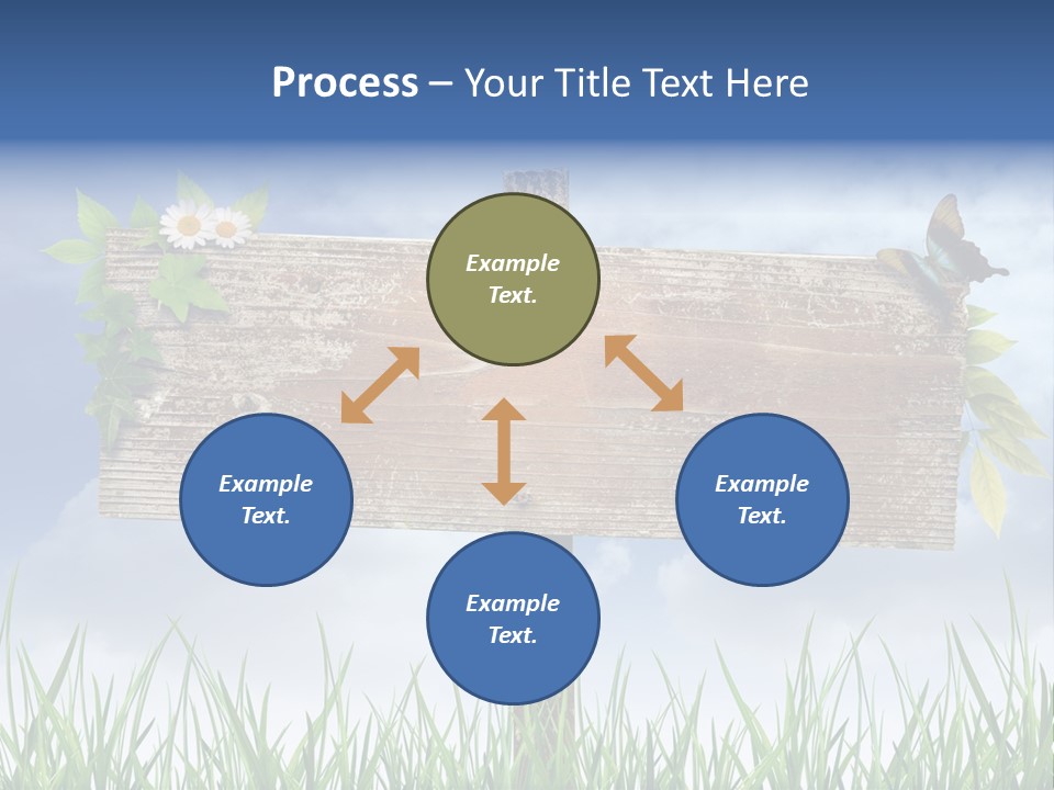 A Wooden Sign Sitting In The Grass With A Sky Background PowerPoint Template