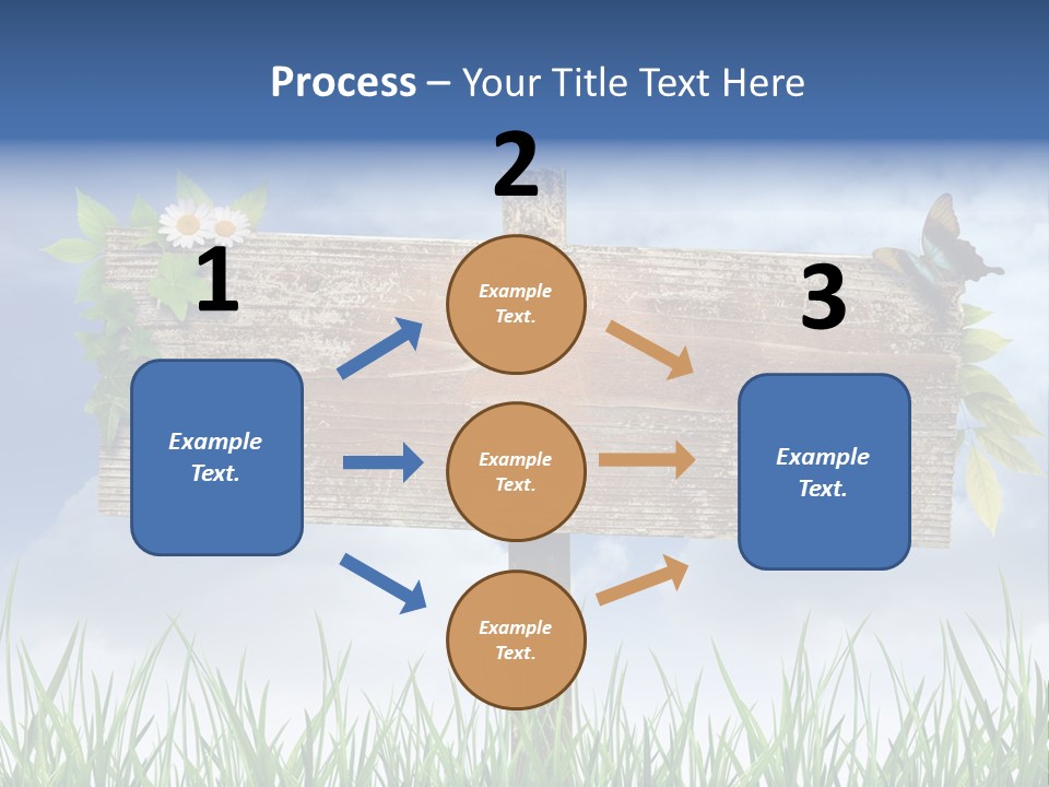 A Wooden Sign Sitting In The Grass With A Sky Background PowerPoint Template