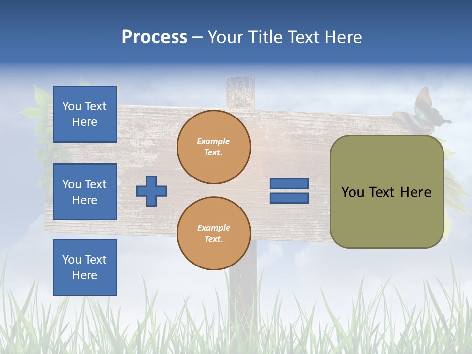 A Wooden Sign Sitting In The Grass With A Sky Background PowerPoint Template