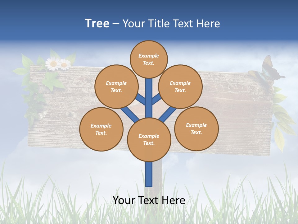 A Wooden Sign Sitting In The Grass With A Sky Background PowerPoint Template