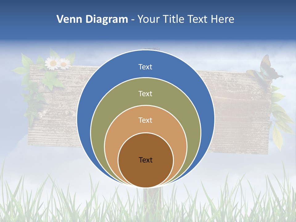 A Wooden Sign Sitting In The Grass With A Sky Background PowerPoint Template