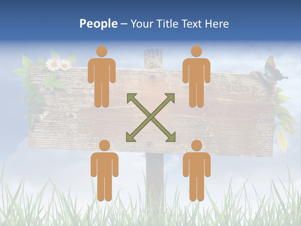 A Wooden Sign Sitting In The Grass With A Sky Background PowerPoint Template