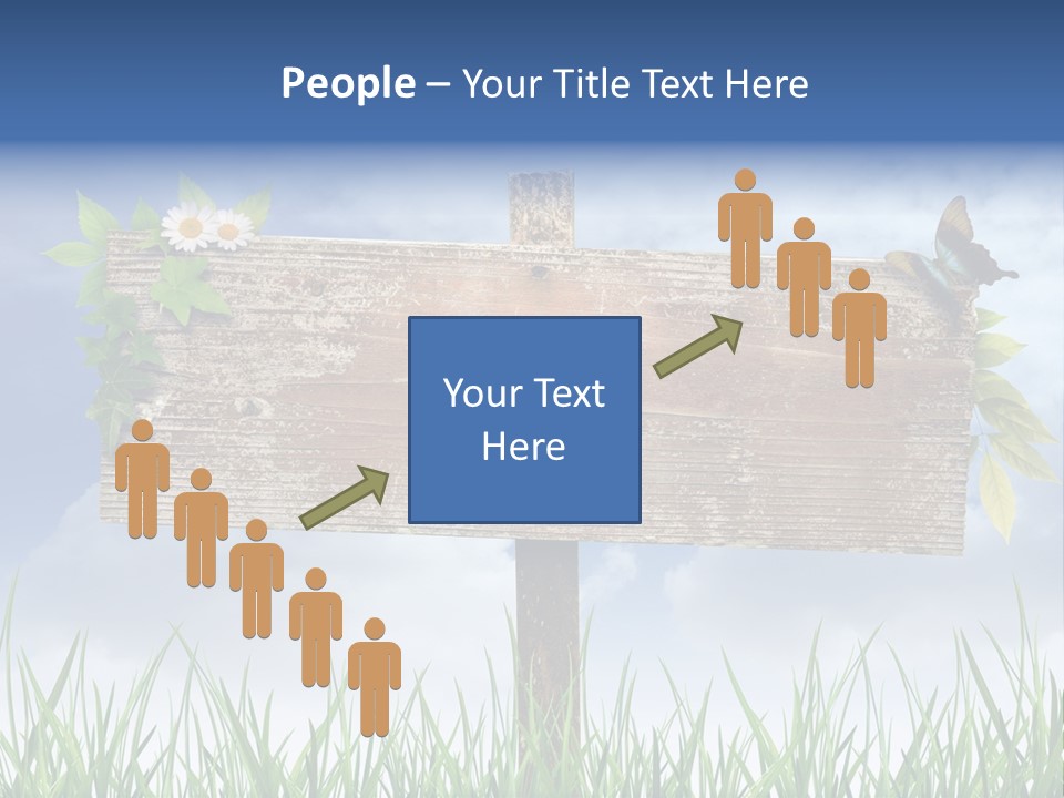 A Wooden Sign Sitting In The Grass With A Sky Background PowerPoint Template