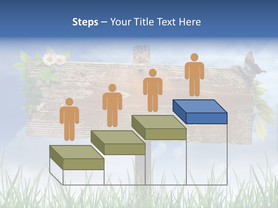 A Wooden Sign Sitting In The Grass With A Sky Background PowerPoint Template