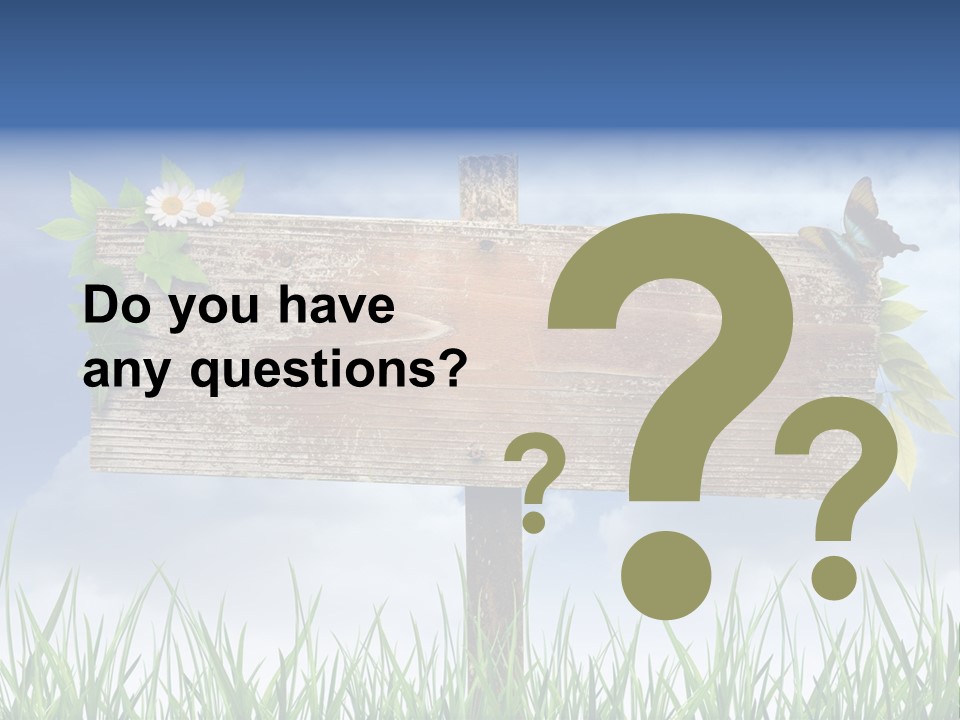 A Wooden Sign Sitting In The Grass With A Sky Background PowerPoint Template