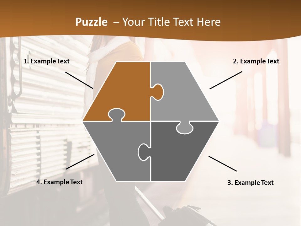 Train Station Suitcase Smiling PowerPoint Template