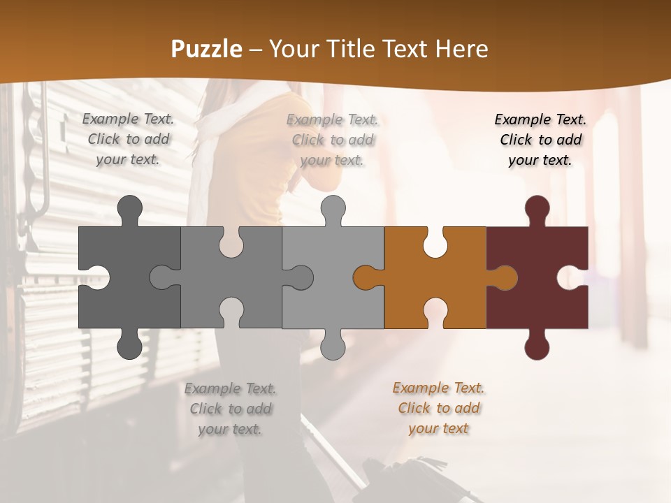 Train Station Suitcase Smiling PowerPoint Template