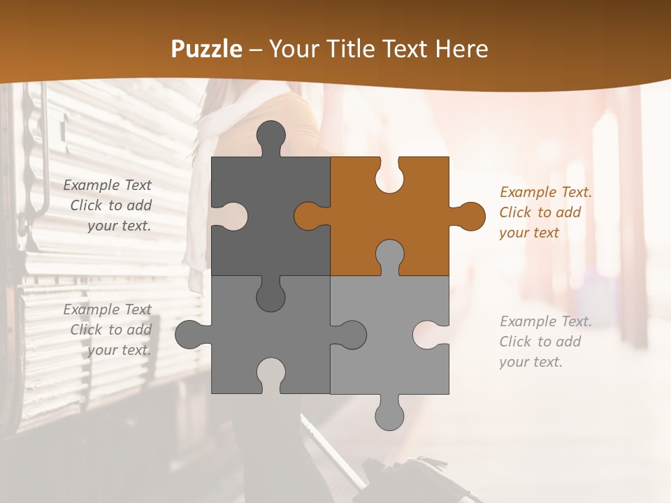 Train Station Suitcase Smiling PowerPoint Template