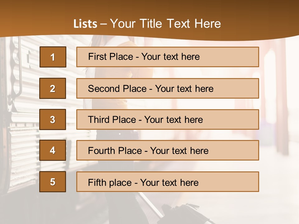 Train Station Suitcase Smiling PowerPoint Template