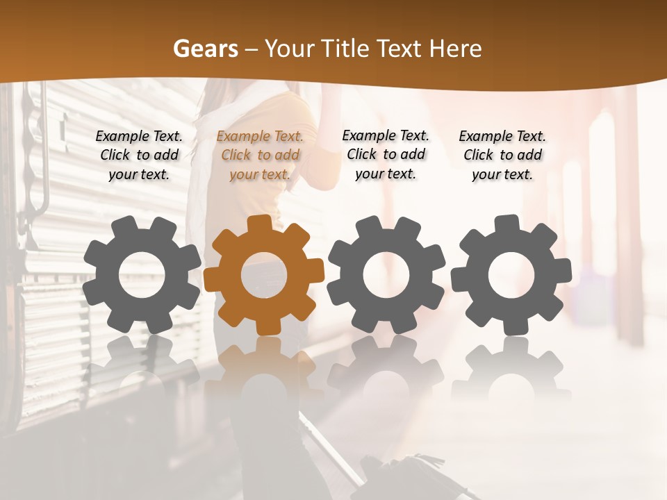 Train Station Suitcase Smiling PowerPoint Template
