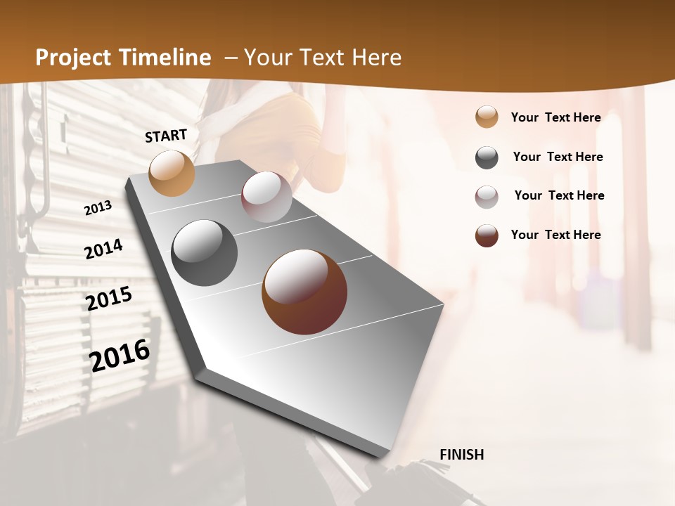 Train Station Suitcase Smiling PowerPoint Template
