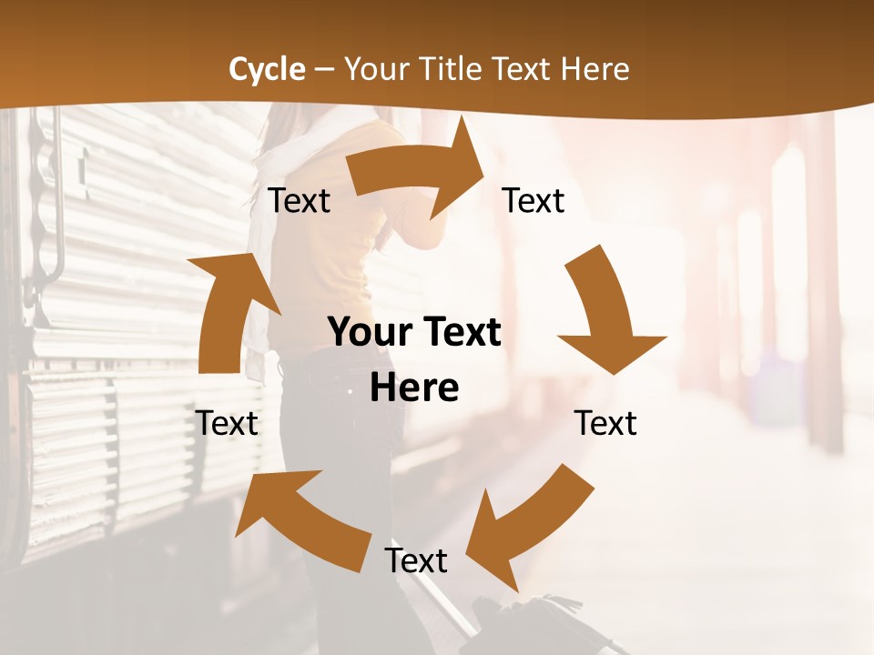 Train Station Suitcase Smiling PowerPoint Template