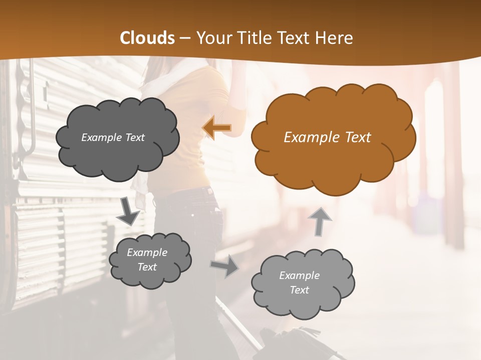 Train Station Suitcase Smiling PowerPoint Template
