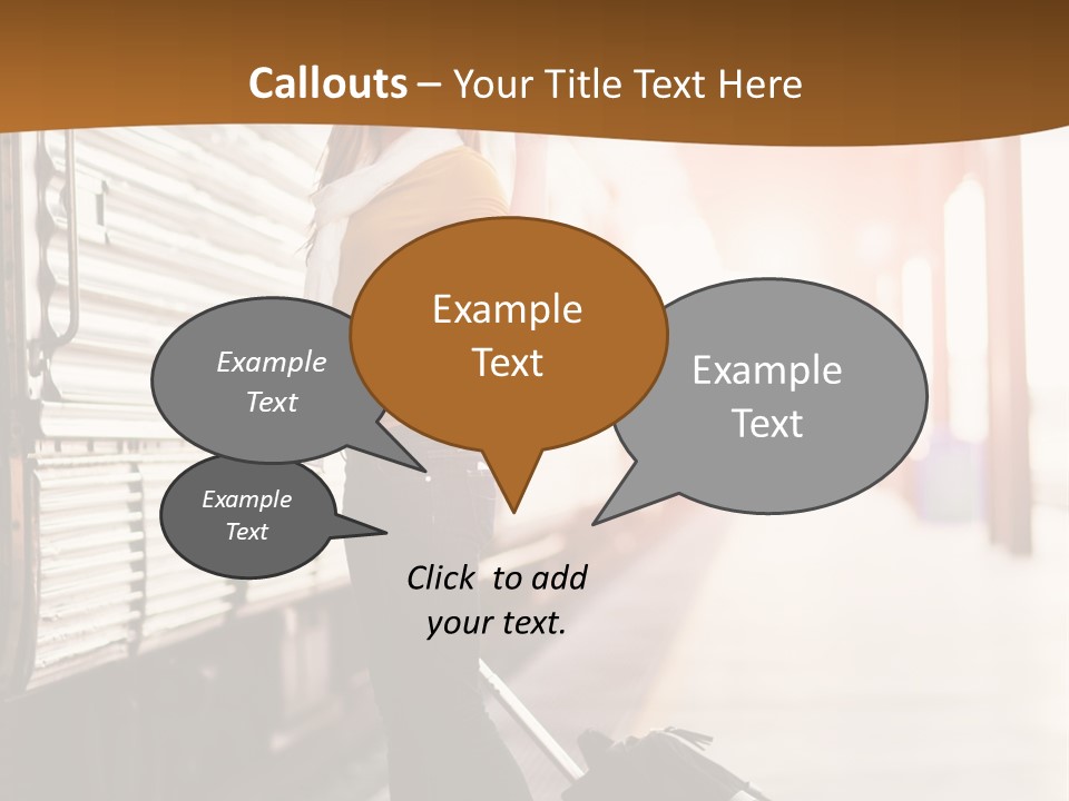 Train Station Suitcase Smiling PowerPoint Template
