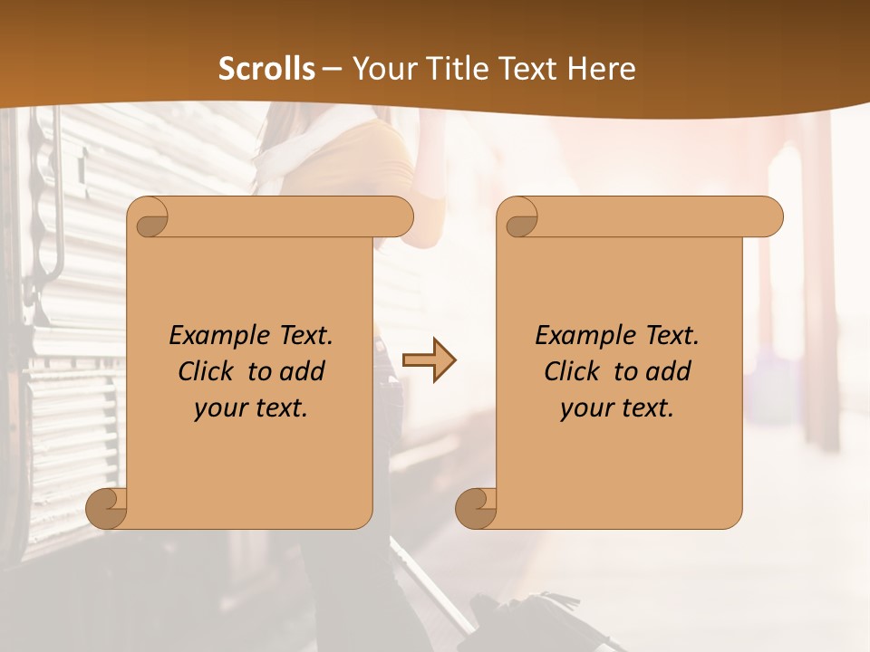 Train Station Suitcase Smiling PowerPoint Template