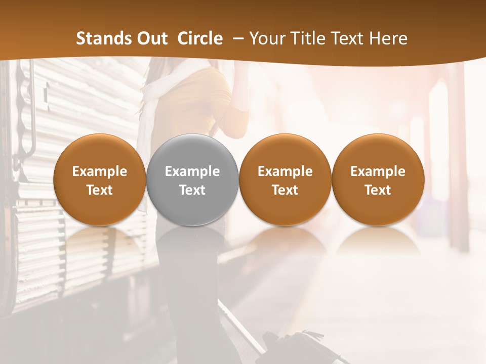 Train Station Suitcase Smiling PowerPoint Template