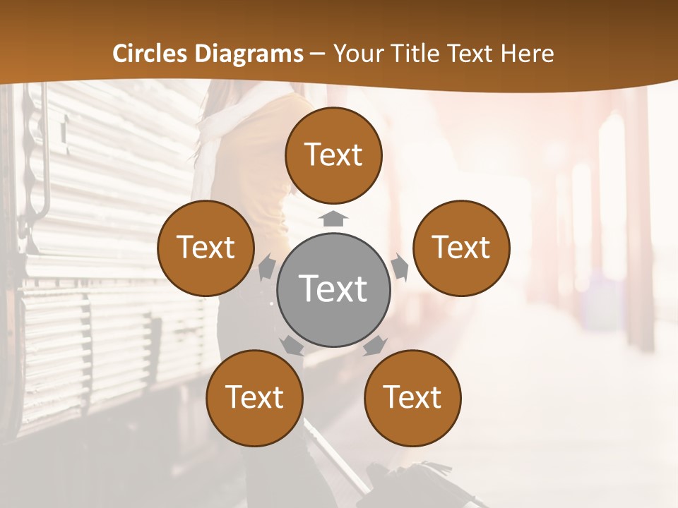 Train Station Suitcase Smiling PowerPoint Template
