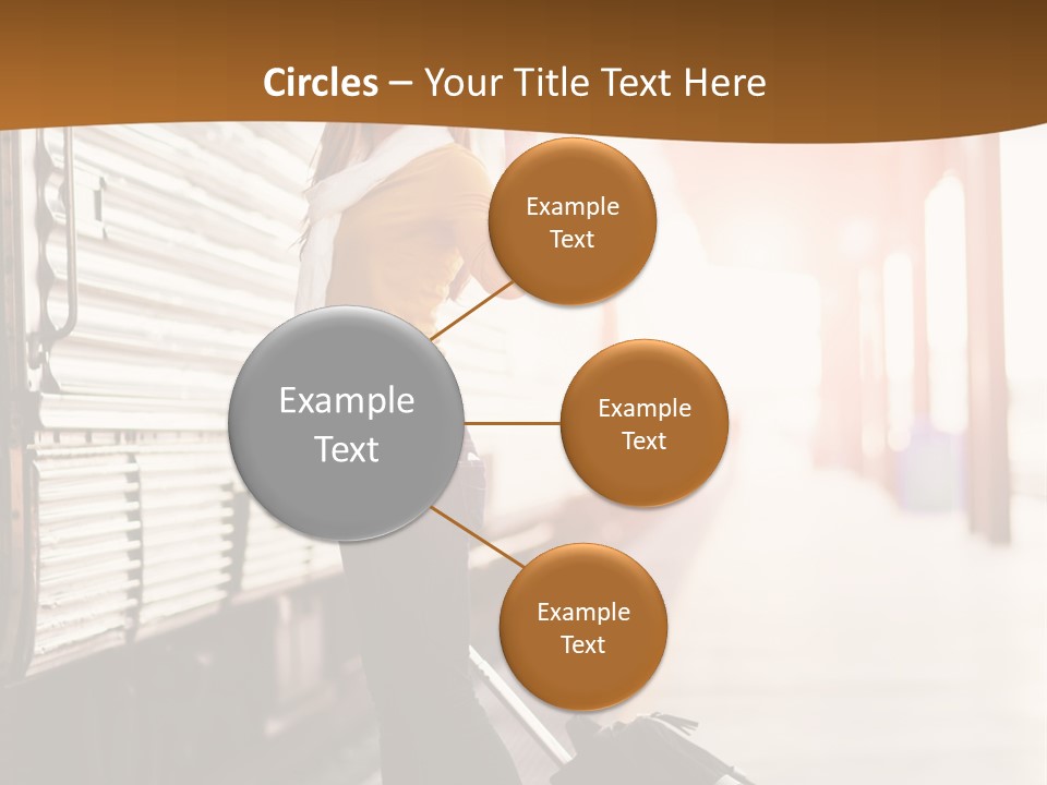 Train Station Suitcase Smiling PowerPoint Template