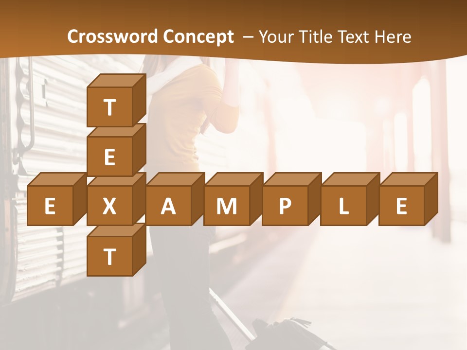 Train Station Suitcase Smiling PowerPoint Template