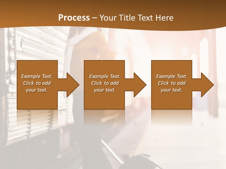 Train Station Suitcase Smiling PowerPoint Template