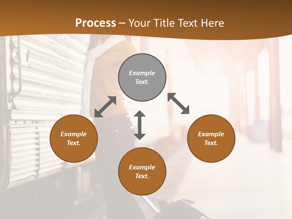 Train Station Suitcase Smiling PowerPoint Template