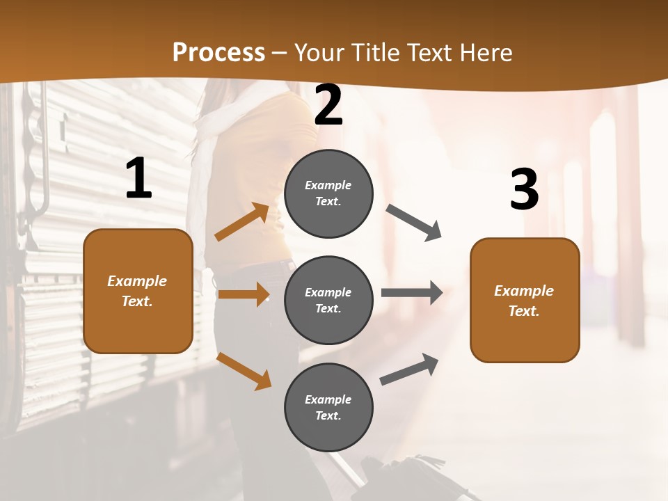 Train Station Suitcase Smiling PowerPoint Template