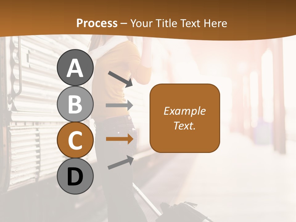 Train Station Suitcase Smiling PowerPoint Template