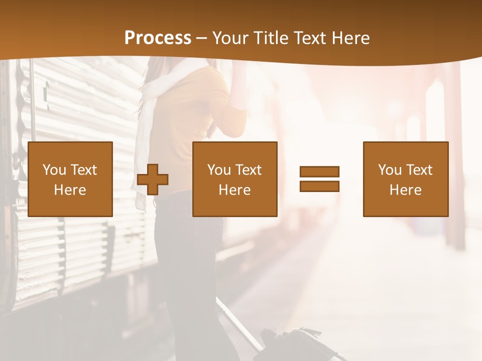 Train Station Suitcase Smiling PowerPoint Template