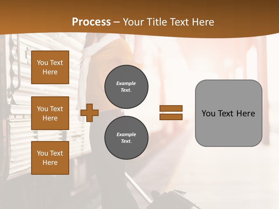 Train Station Suitcase Smiling PowerPoint Template